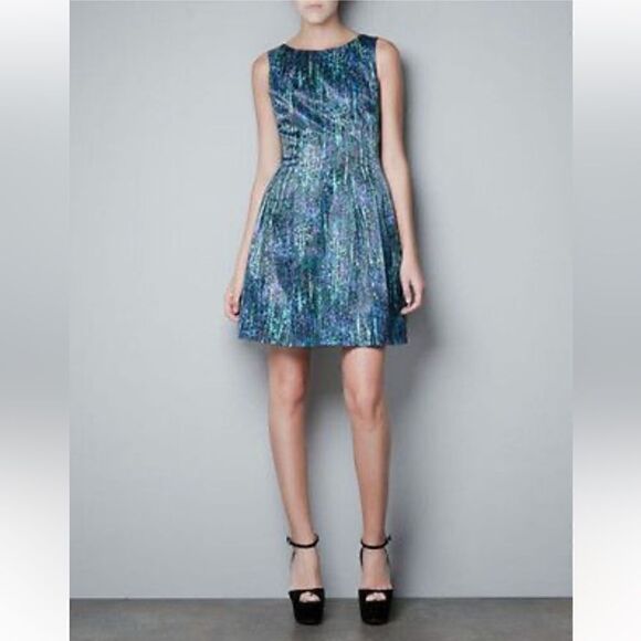 Zara Sequin Print Dress Size XSmall - Picture 1 of 15